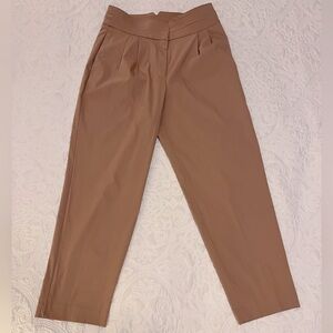 Express Women’s High-Waist Paperbag Style Tapered Ankle Brown Pants